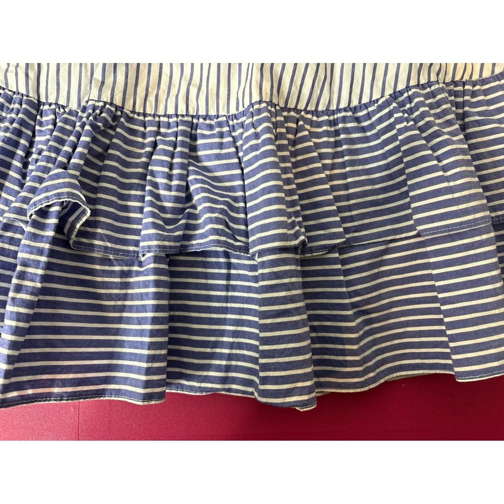 J. CREW Blue White Striped Tiered Ruffle Mini Skirt Sz‎ 6 Beachy Preppy Nautical